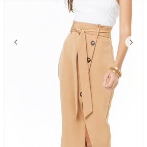Belted midi skirt